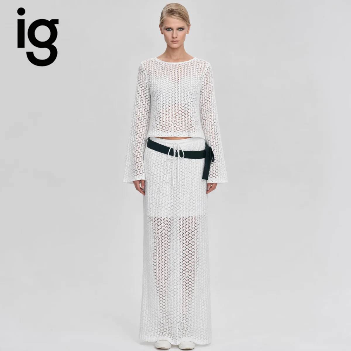 Formal Skirt - IG 2026 여성용 홀 아웃 니트
