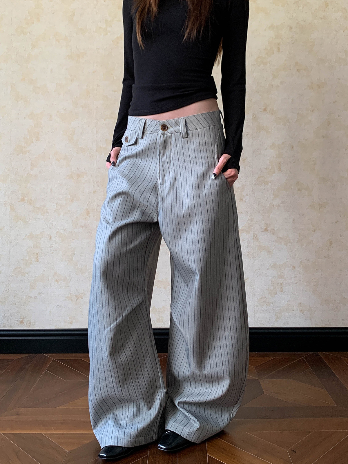 Tailored Trouser Wide - 미국 스타일의 남성 및 여성용 플리츠