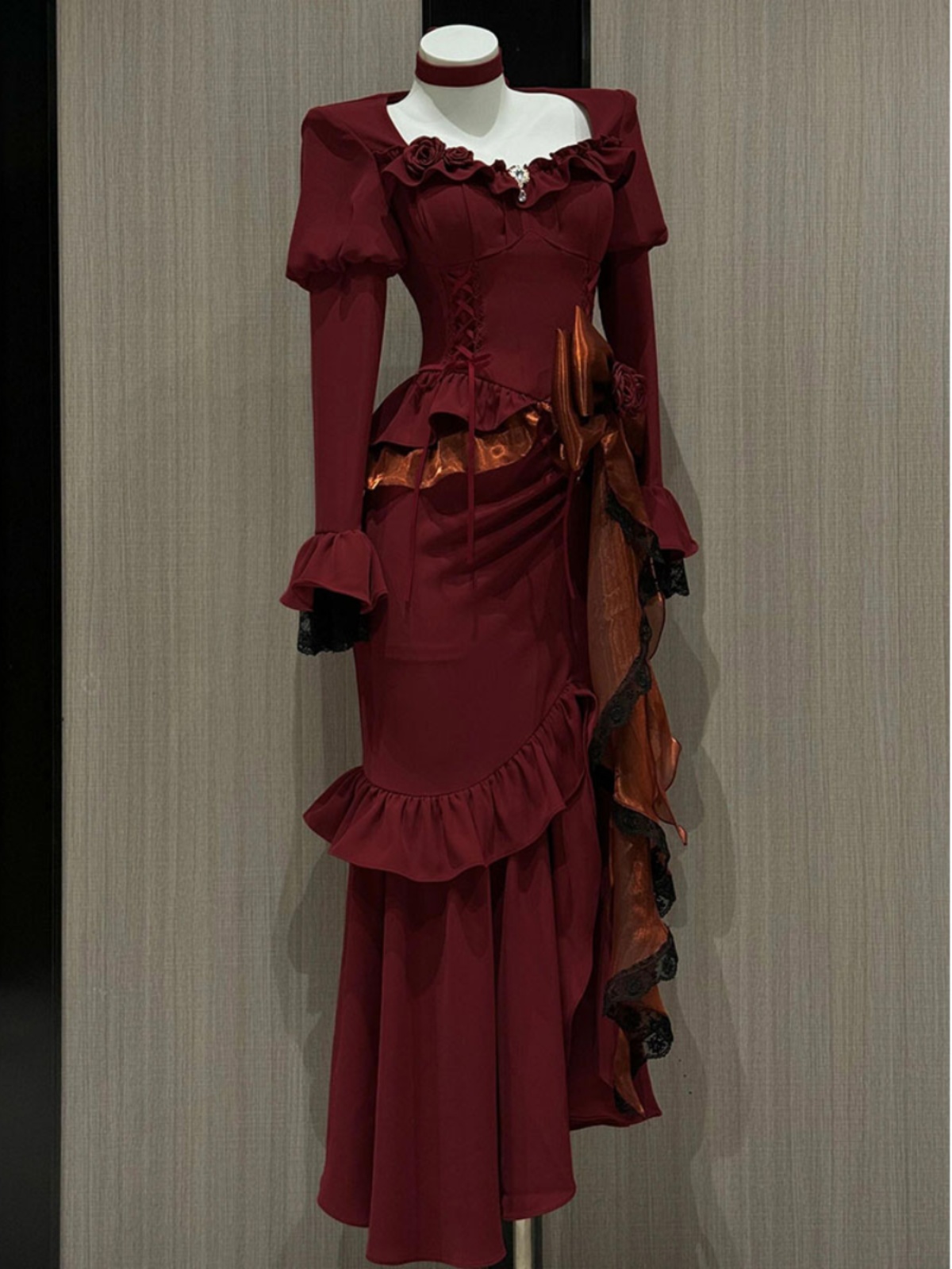 봄 레드 빈티지 드레스 여성 레이스 프랑스어 레트로 우 - Women'S Red Formal Wear 리뷰 및 가격