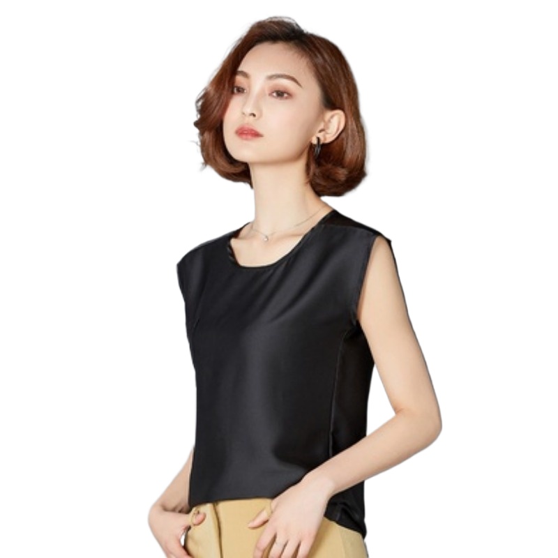 섹시한 실크 베스트 여성 민소매 탑 여름 솔리드 컬러  - Silk Blouse 리뷰 및 가격