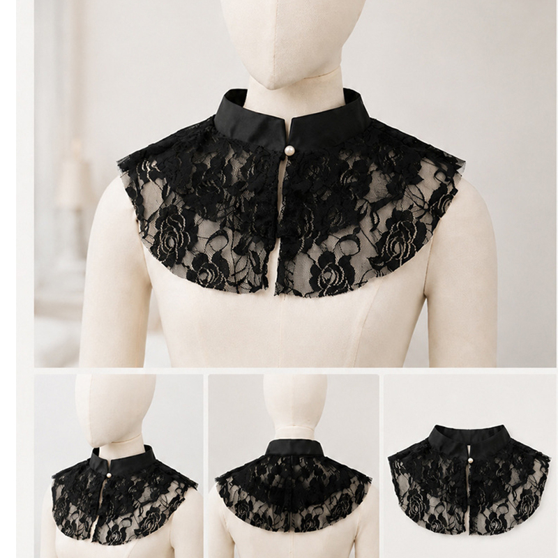 우아한 레이스 플로럴 페이크 칼라 숄 여성용 스탠드 칼 - Lace Dress 리뷰 및 가격