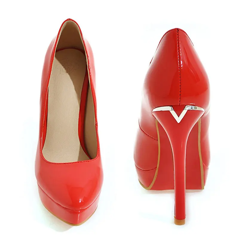빅 사이즈 우아한 사무실 여성 플랫폼 펌프, 12cm  - Women'S Red Formal Wear 리뷰 및 가격